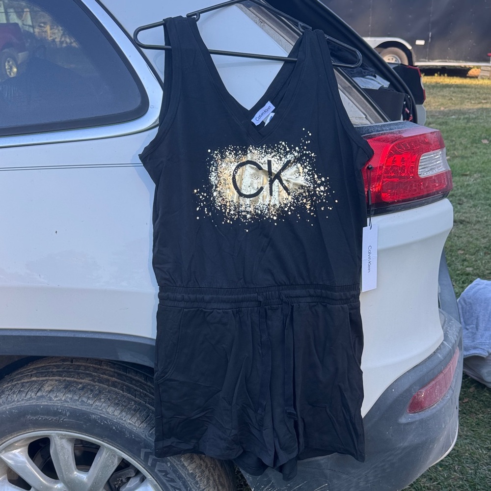 Calvin Klein Black Jumpsuit with Gold Accents